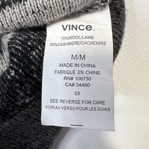 VINCE Womens Gray Cashmere Wool Boat Neck Pullover Striped Sweater Size Medium - Picture 9 of 9